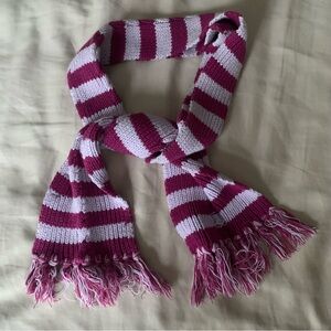magenta & lavender Striped Knit Scarf with Fringe